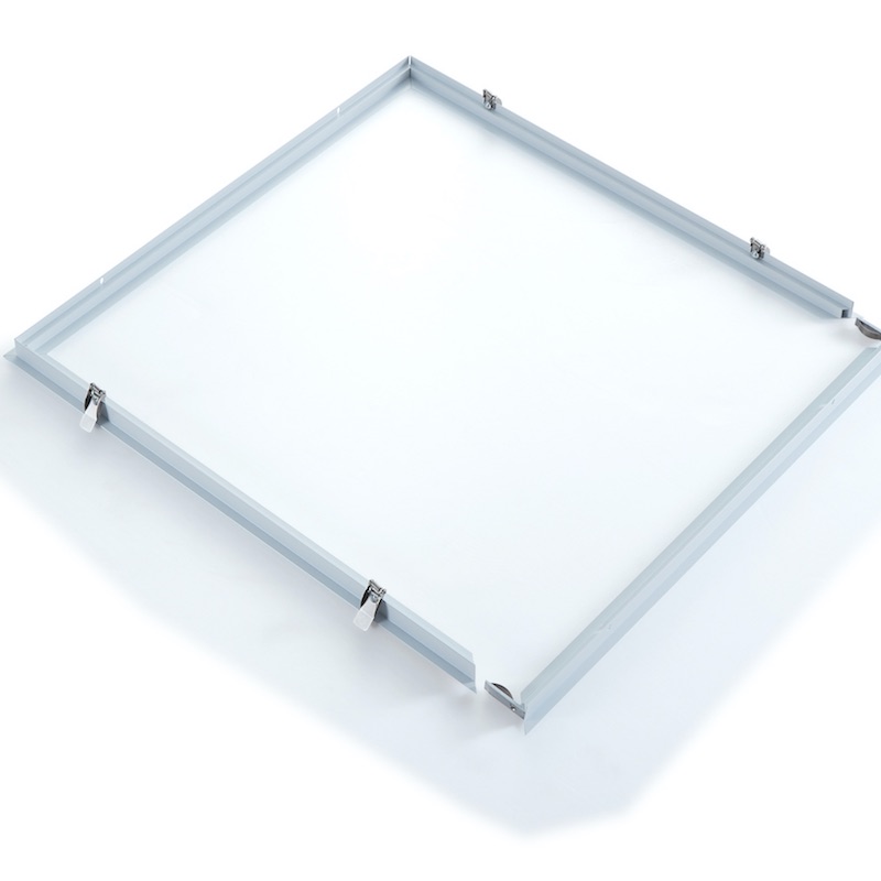 Recessed mount frame with click system